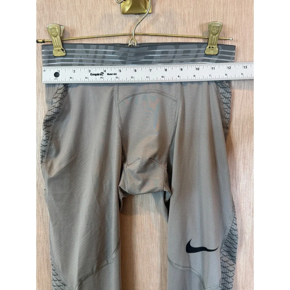 Nike Pro Mens Grey Compression Running Tights Stretch Athletic Biker Shorts
